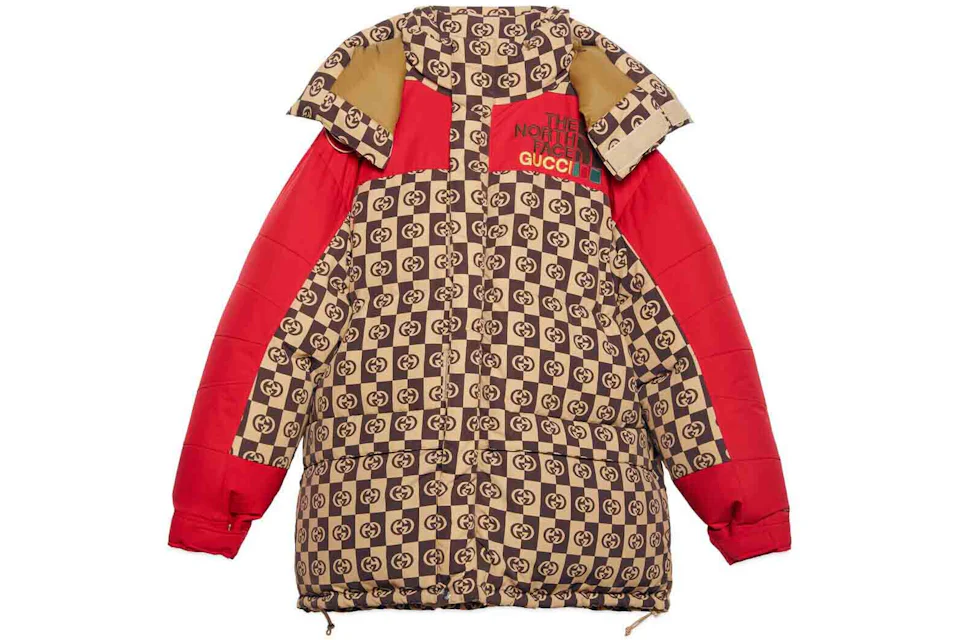 Gucci x The North Face Down Coat Beige/Ebony Checkered