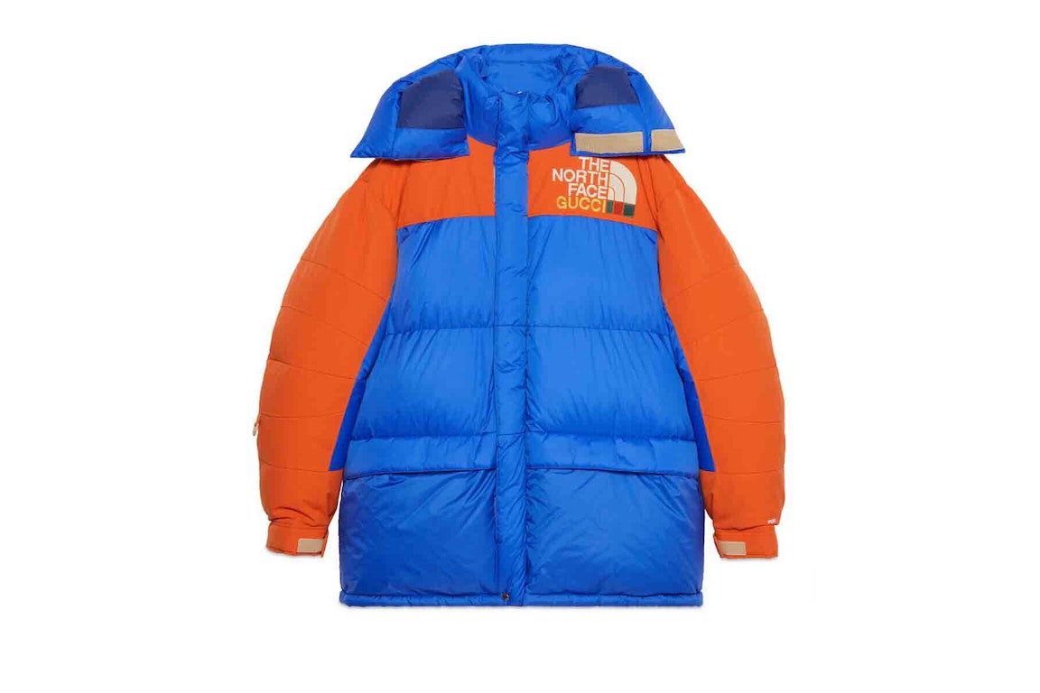 Pre-owned Gucci X The North Face Down Coat Blue/orange