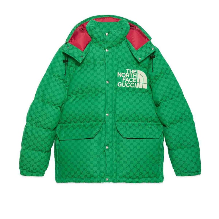 Pre-owned Gucci X The North Face Down Coat Green/dark Green