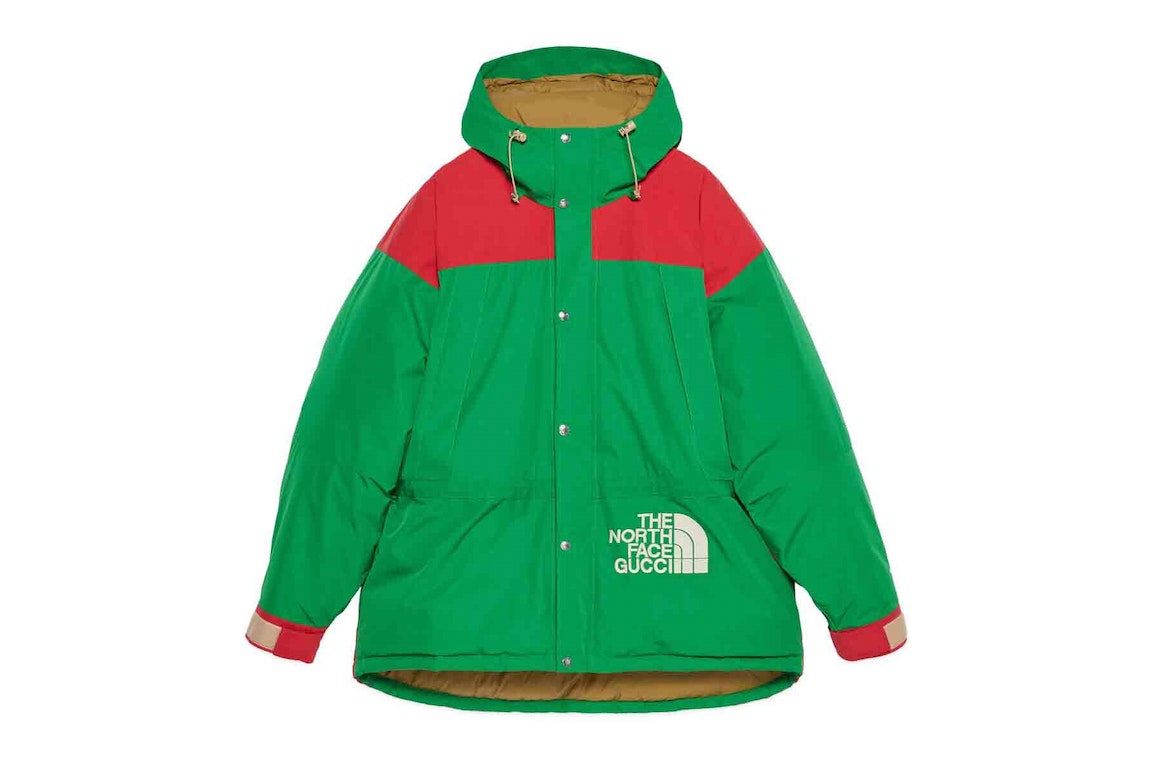 Pre-owned Gucci X The North Face Down Jacket Green/red