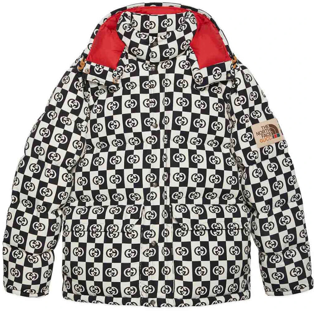 Gucci x The North Face Down Jacket Ivory/Black Checkered Men's - FW21 - US