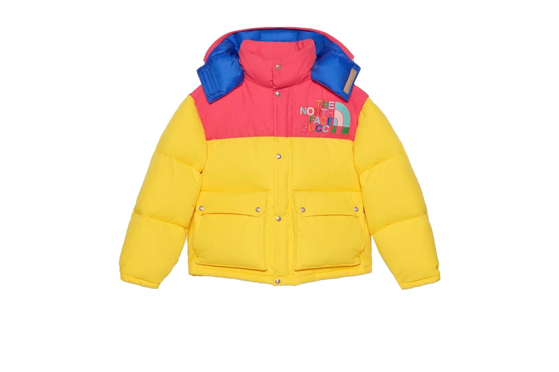 Pre-owned Gucci X The North Face Down Jacket Yellow/multicolor