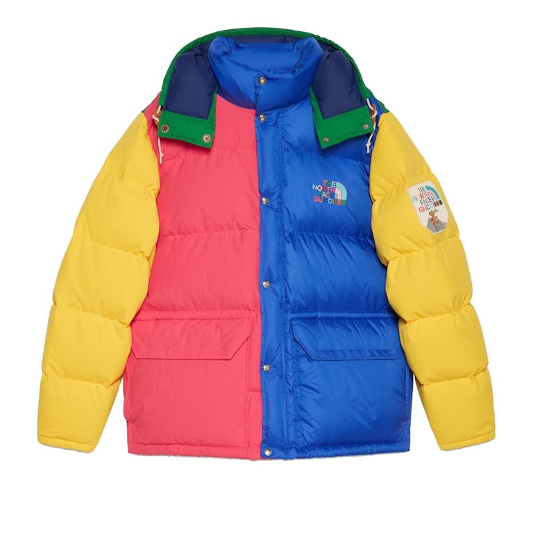 Pre-owned Gucci X The North Face Down Jacket Yellow/red/blue/green Colorblock