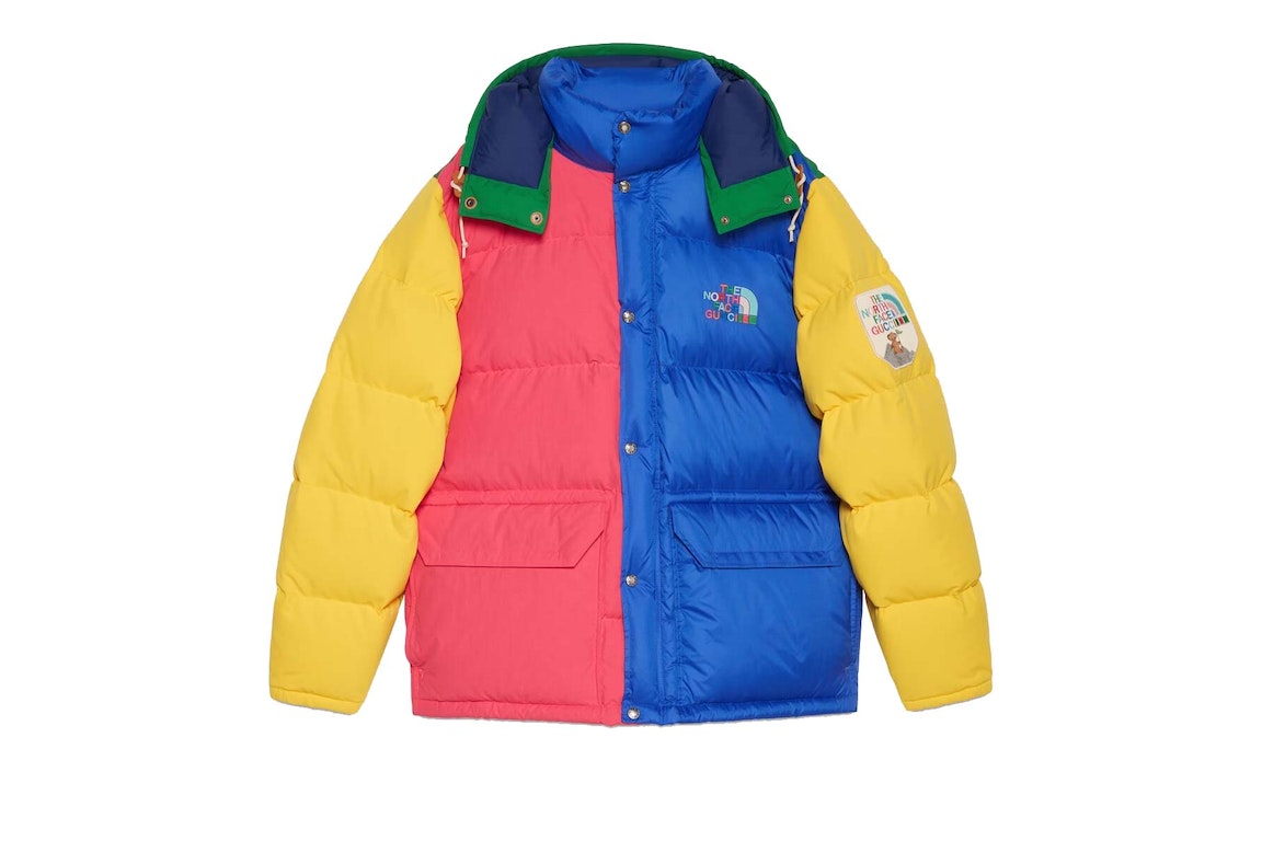 Pre-owned Gucci X The North Face Down Jacket Yellow/red/blue/green Colorblock