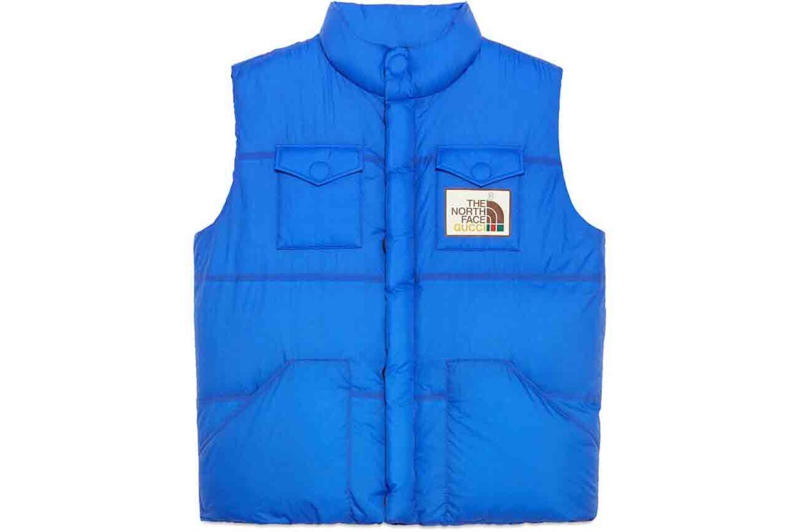 Pre-owned Gucci X The North Face Down Vest (fw21) Blue