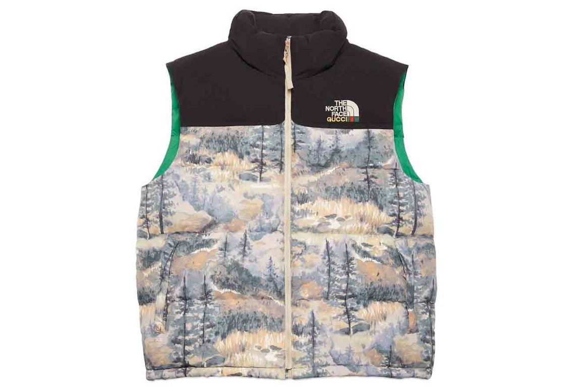 Pre-owned Gucci X The North Face Down Vest Forest Print