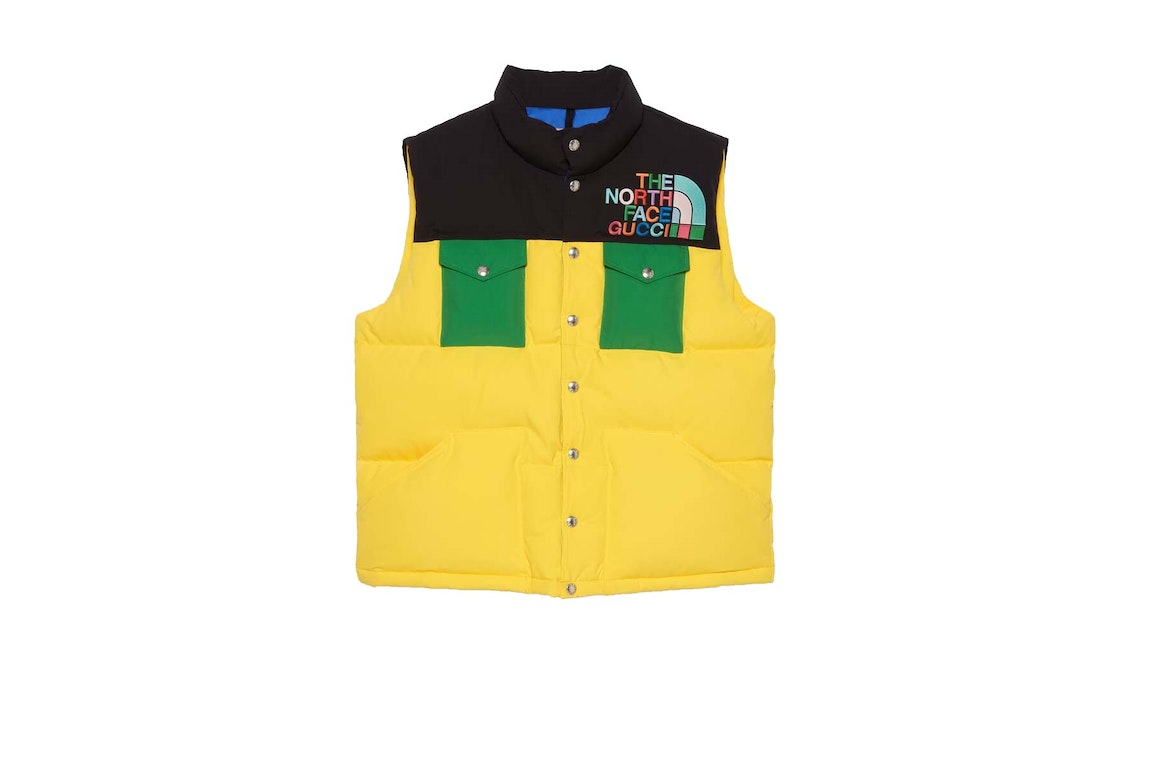 Pre-owned Gucci X The North Face Down Vest Yellow/black/green