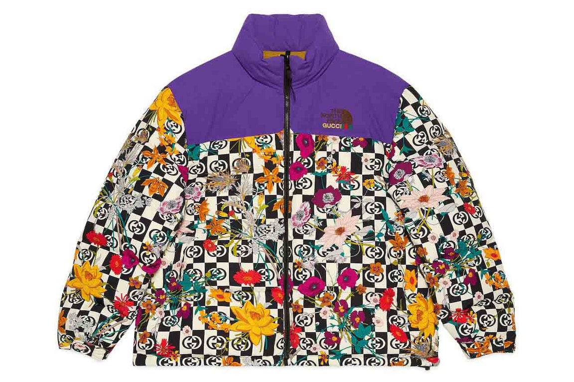 Pre-owned Gucci X The North Face Floral Down Jacket Purple Floral