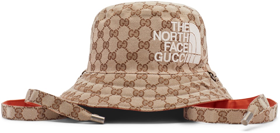 Gucci Logo Monogram Bucket Hat Brown Gold Print