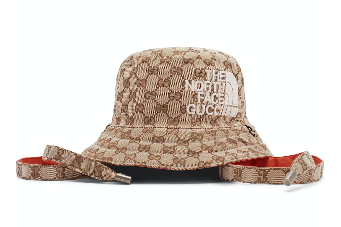 Pre-owned Gucci X The North Face Gg Canvas Bucket Hat Beige/ebony