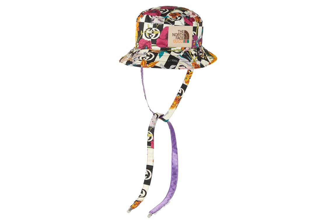 Pre-owned Gucci X The North Face Gg Canvas Bucket Hat Interlocking G Floral Print Multicolor