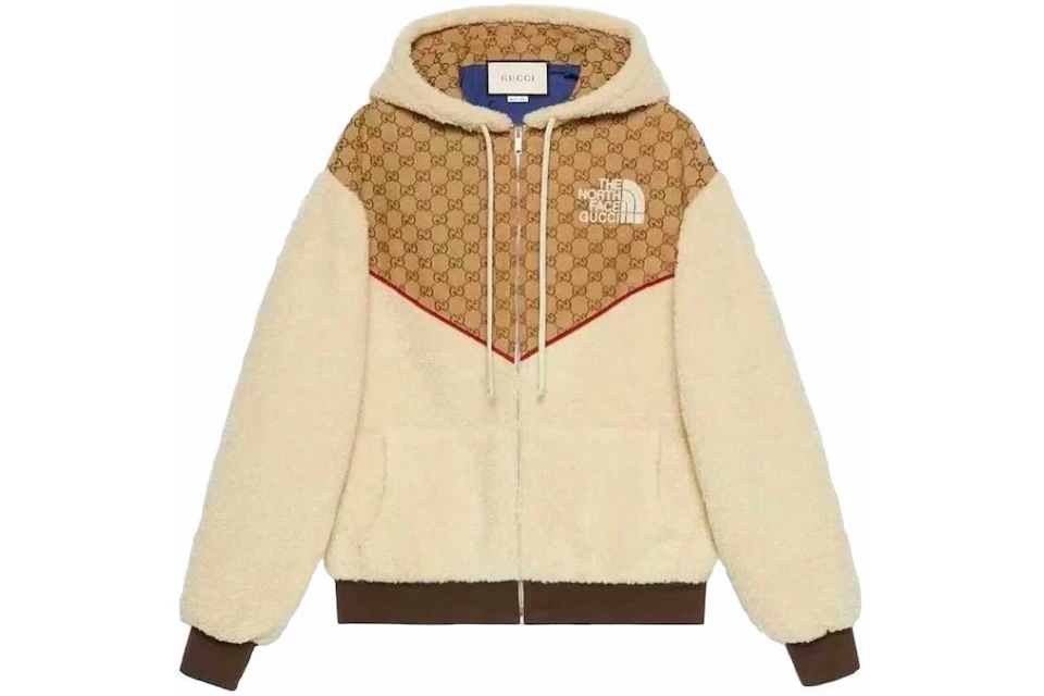 Gucci x The North Face GG Canvas Shearling Jacket Beige