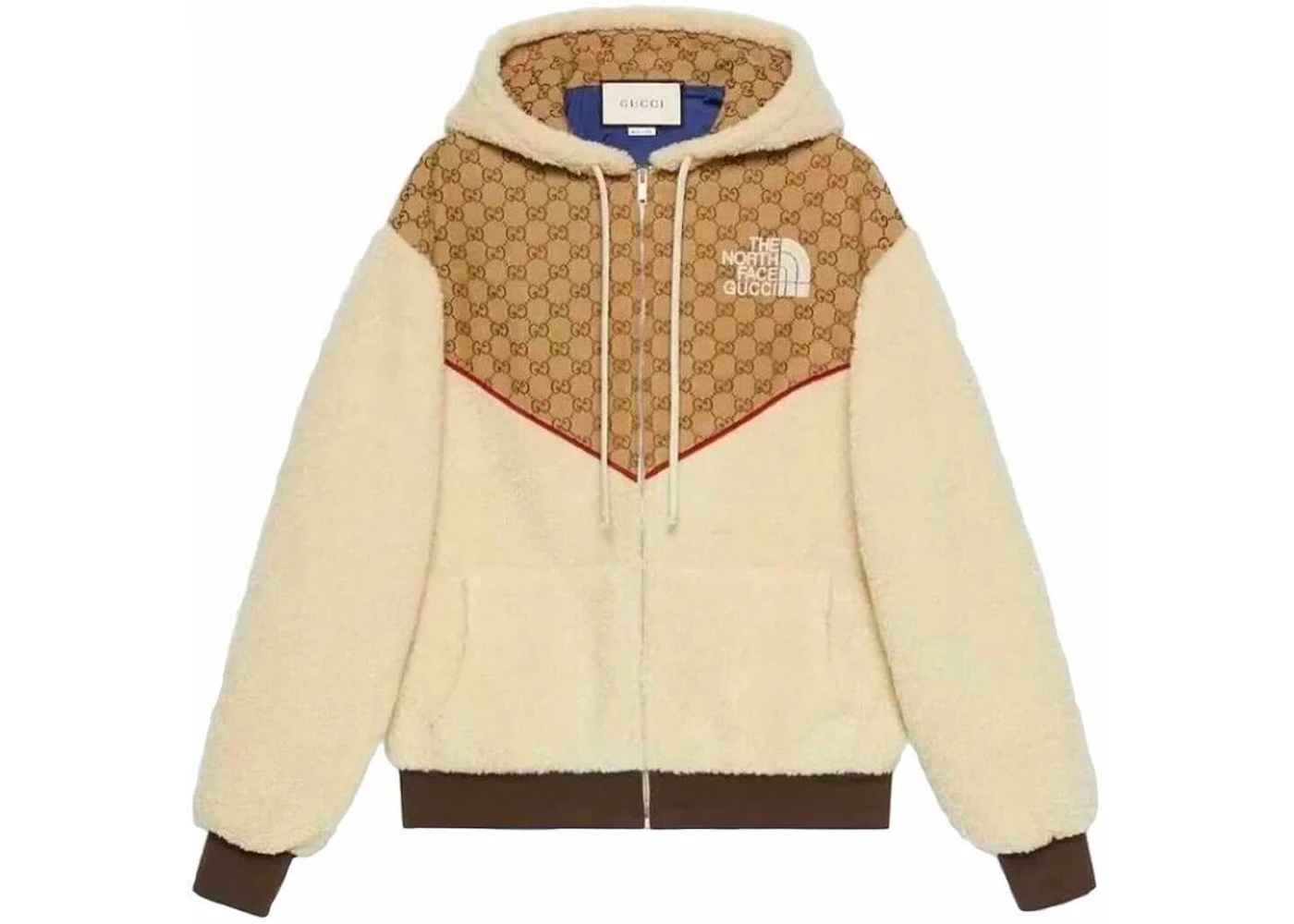 Lammfell-Jacke Gucci x The North Face GG Leinen beige Herren