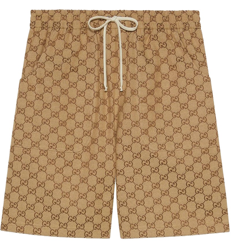 Pantalones cortos de lona Gucci x The North Face GG Marrón/Beige