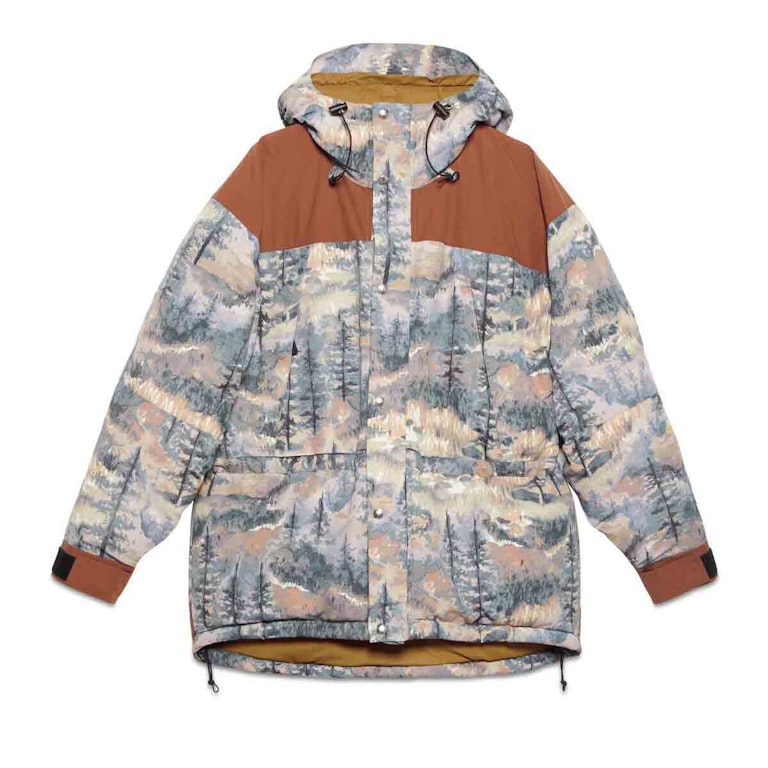 Pre-owned Gucci X The North Face Padded Jacket (fw21) Forest Print