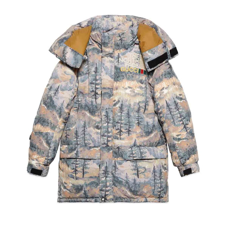 Pre-owned Gucci X The North Face Padded Jacket Forest Print