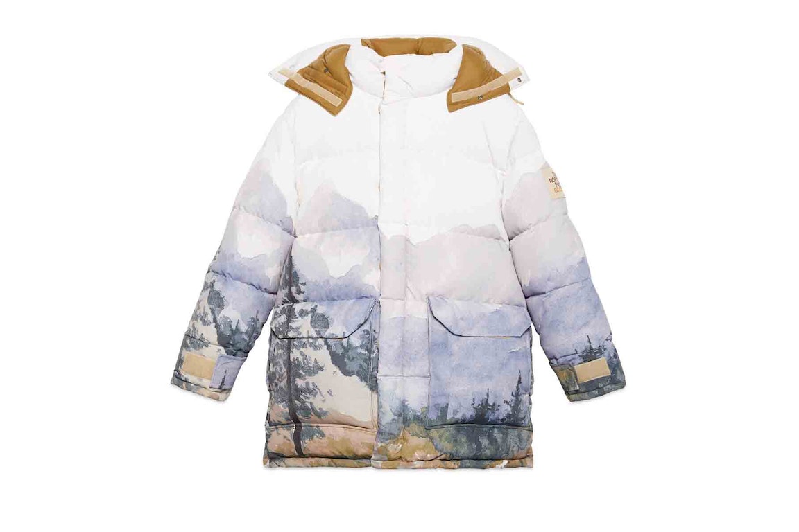Pre-owned Gucci X The North Face Padded Jacket Trail Print