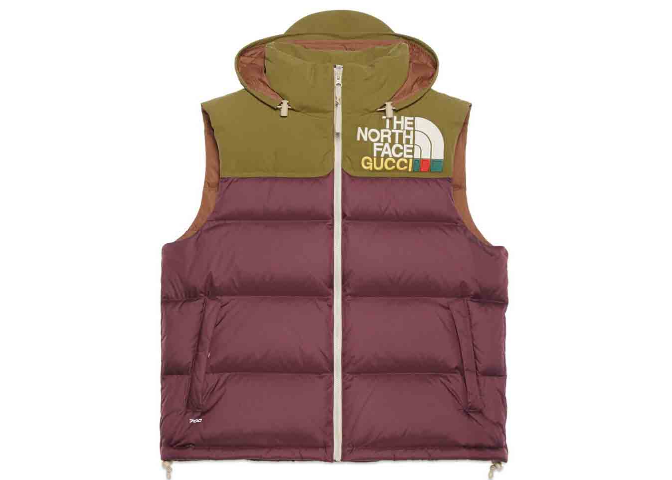 Gucci x The North Face Padded Vest Bordeaux/Green - FW21 - US