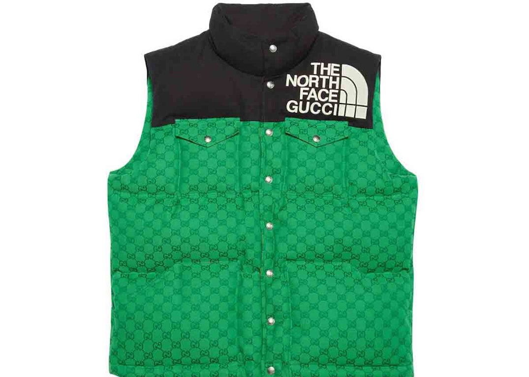 Pre-owned Gucci X The North Face Padded Vest Green/black