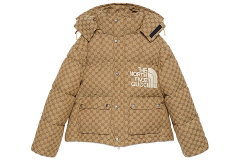 Giacca Gucci x The North Face Print Beige/Ebano Uomo SS21 IT
