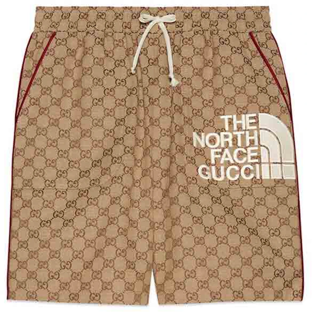Gucci x The North Face Web Print Silk Shorts Ivory/Brown