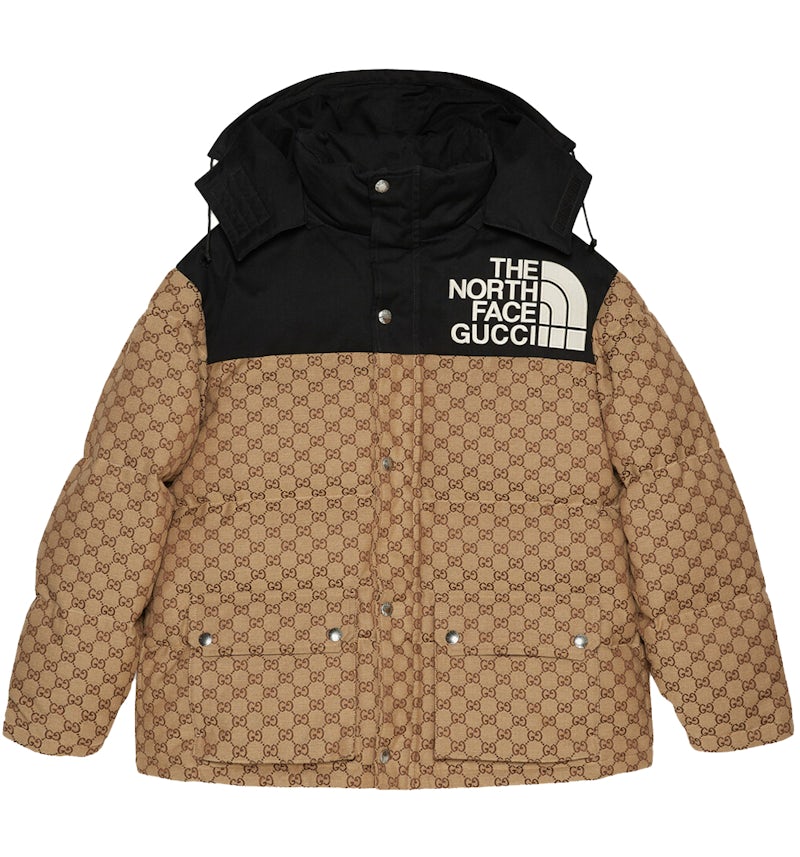 Gucci x The North Face Giacca Imbottita GG Donna Nero Ebano Beige