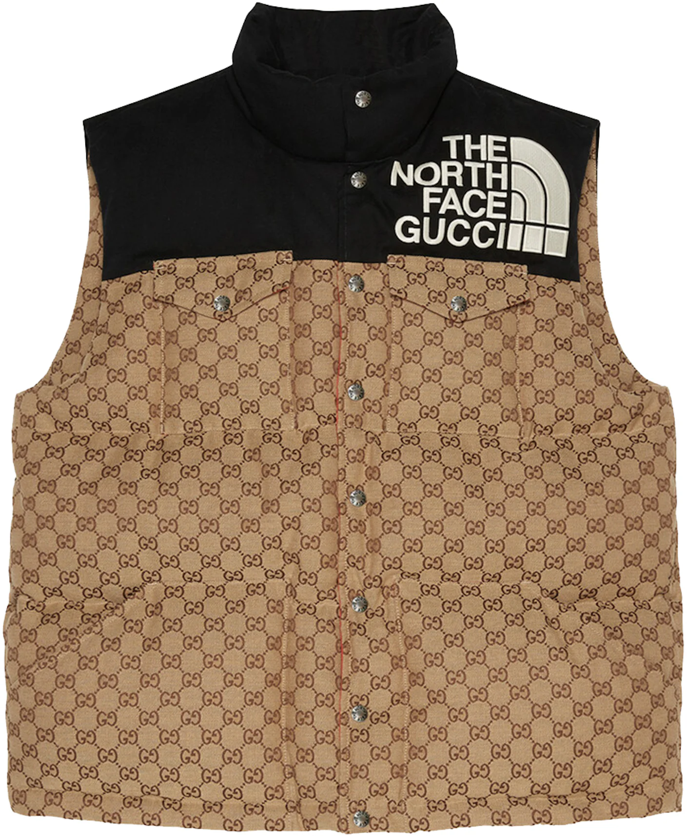 Gucci x The North Face Womens GG Padded Vest Black Ebony Beige - SS21 - US