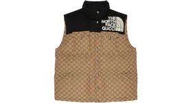 Gucci x The North Face Womens GG Padded Vest Black Ebony Beige
