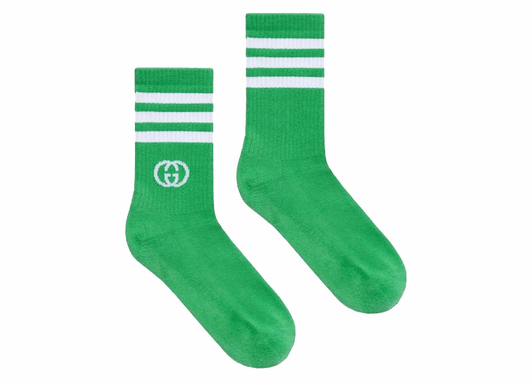 Pre-owned Gucci X Adidas Ankle Socks Green/white