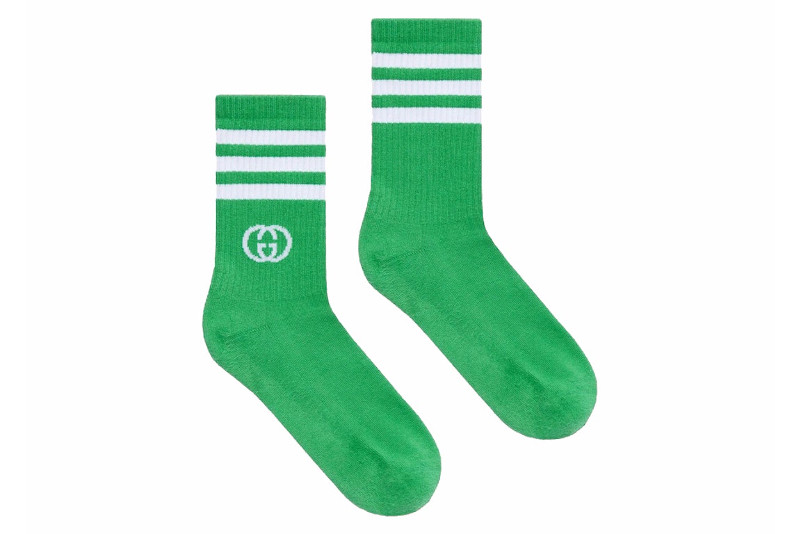 Pre-owned Gucci X Adidas Ankle Socks Green/white