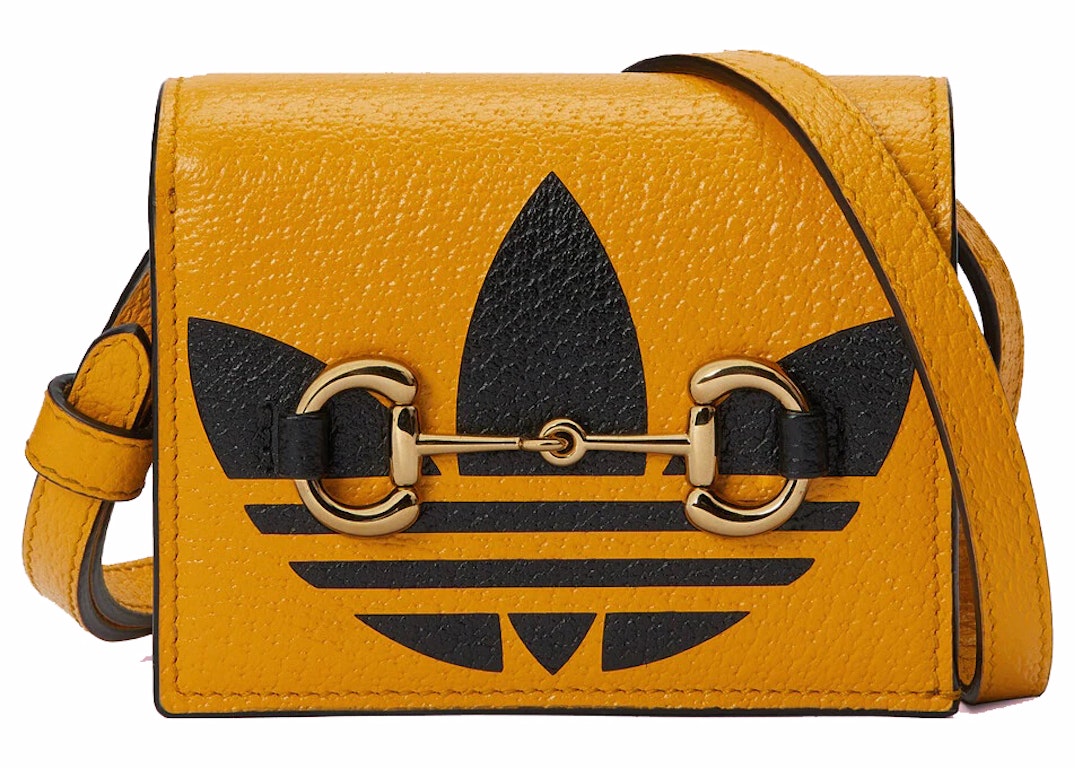 Pre-owned Gucci X Adidas Card Case With Horsebit Yellow/black