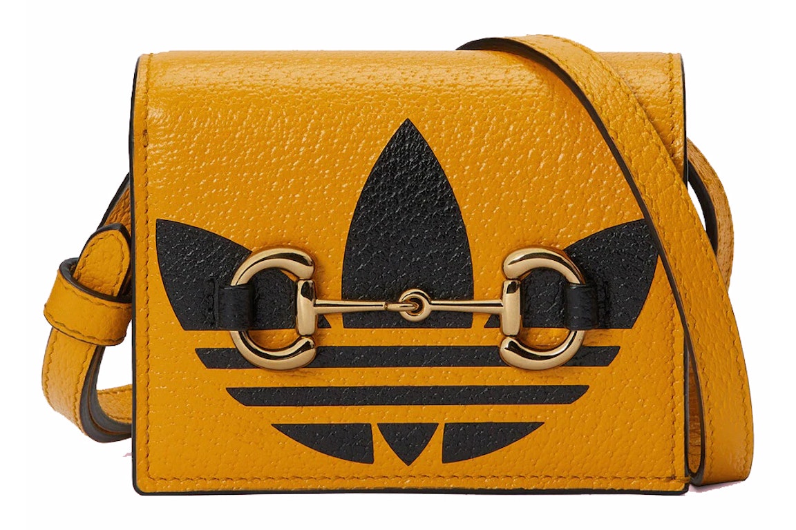 Pre-owned Gucci X Adidas Card Case With Horsebit Yellow/black
