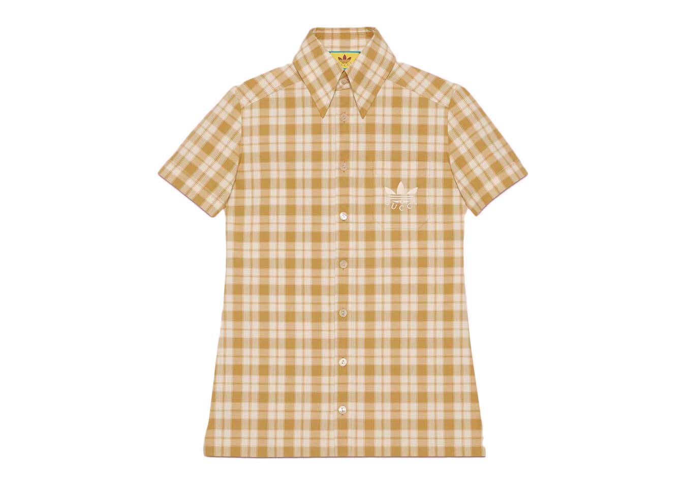 Gucci x adidas Check Cotton Shirt Beige/White Men's - SS22 - GB