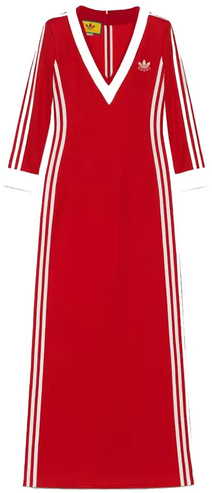 Gucci x Adidas Cotton Jersey Dress Bright Red