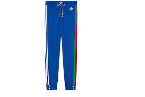 Gucci x adidas Pantaloni Jogging in Jersey di Cotone Blu Cobalto