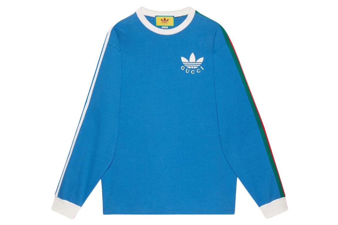 Pre-owned Gucci X Adidas Cotton Jersey T-shirt Blue