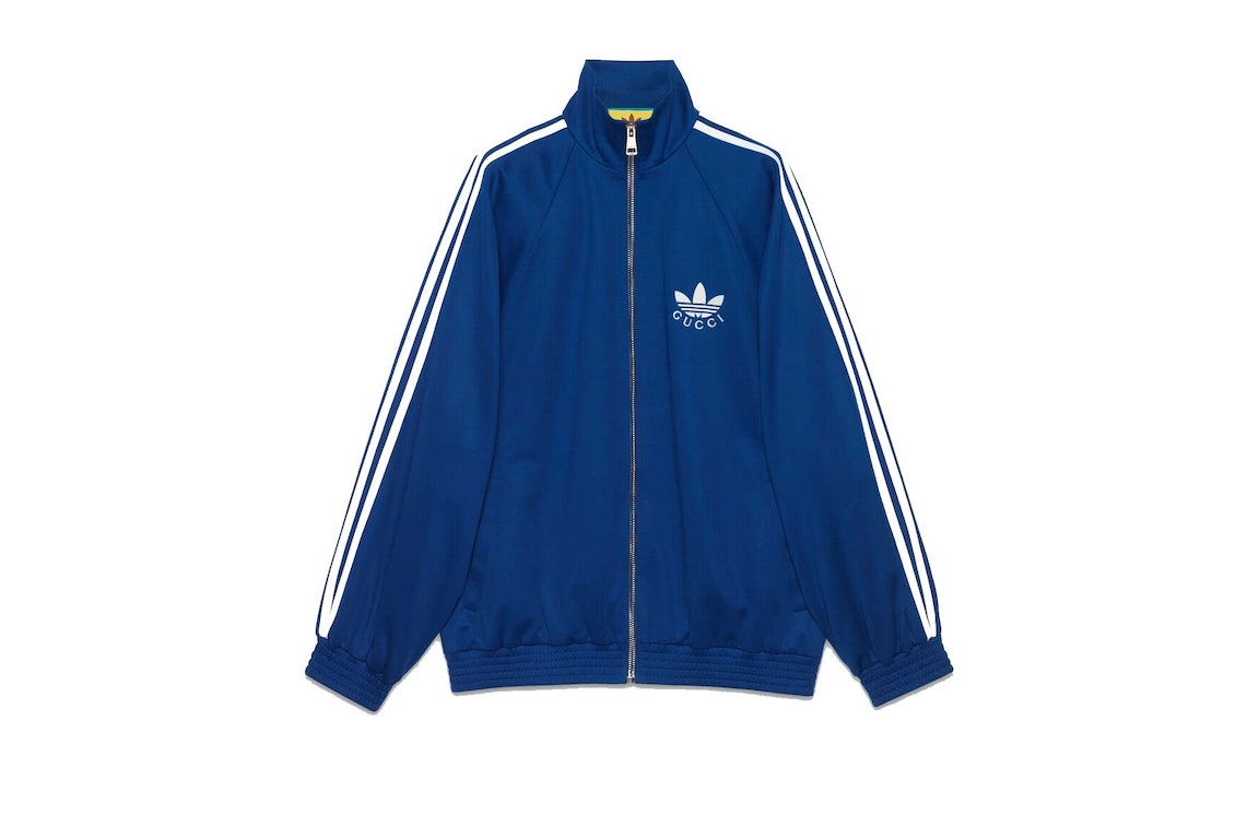 Pre-owned Gucci X Adidas Cotton Jersey Zip Jacket Blue
