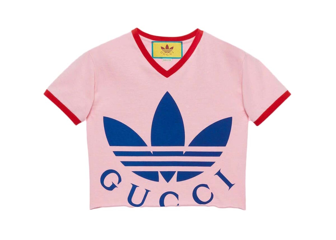 Pre-owned Gucci X Adidas Cropped T-shirt Pink