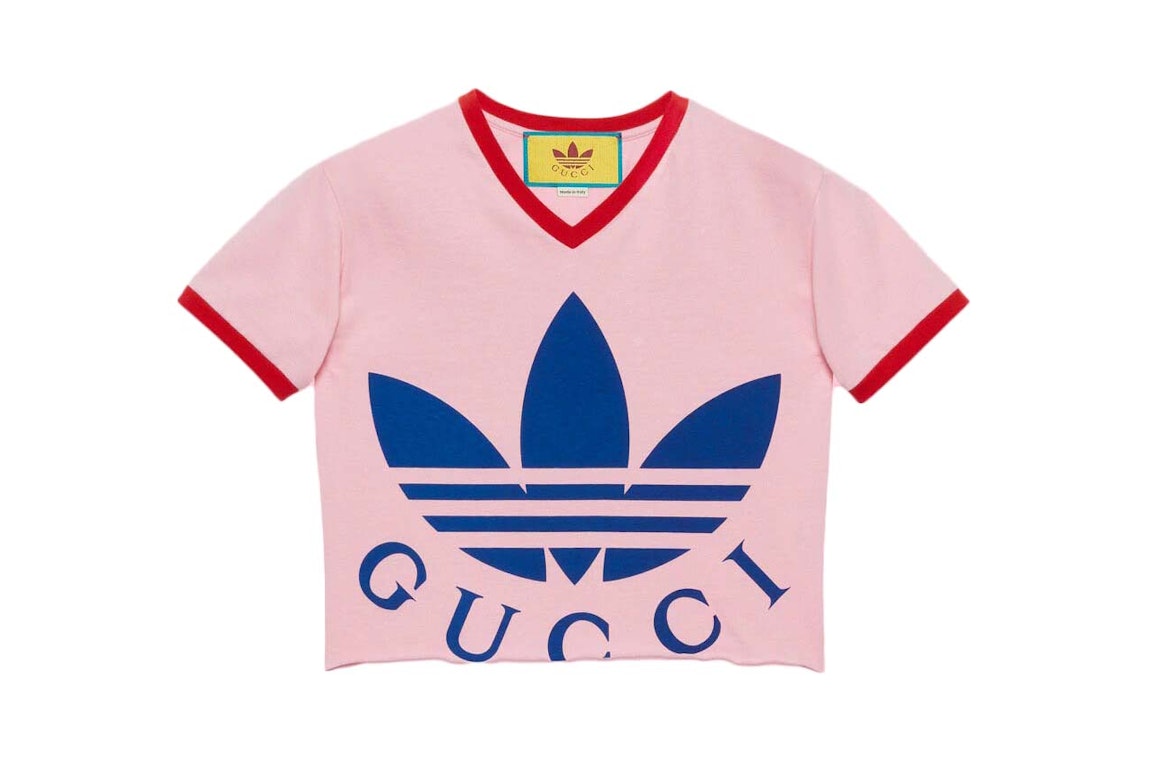 Pre-owned Gucci X Adidas Cropped T-shirt Pink