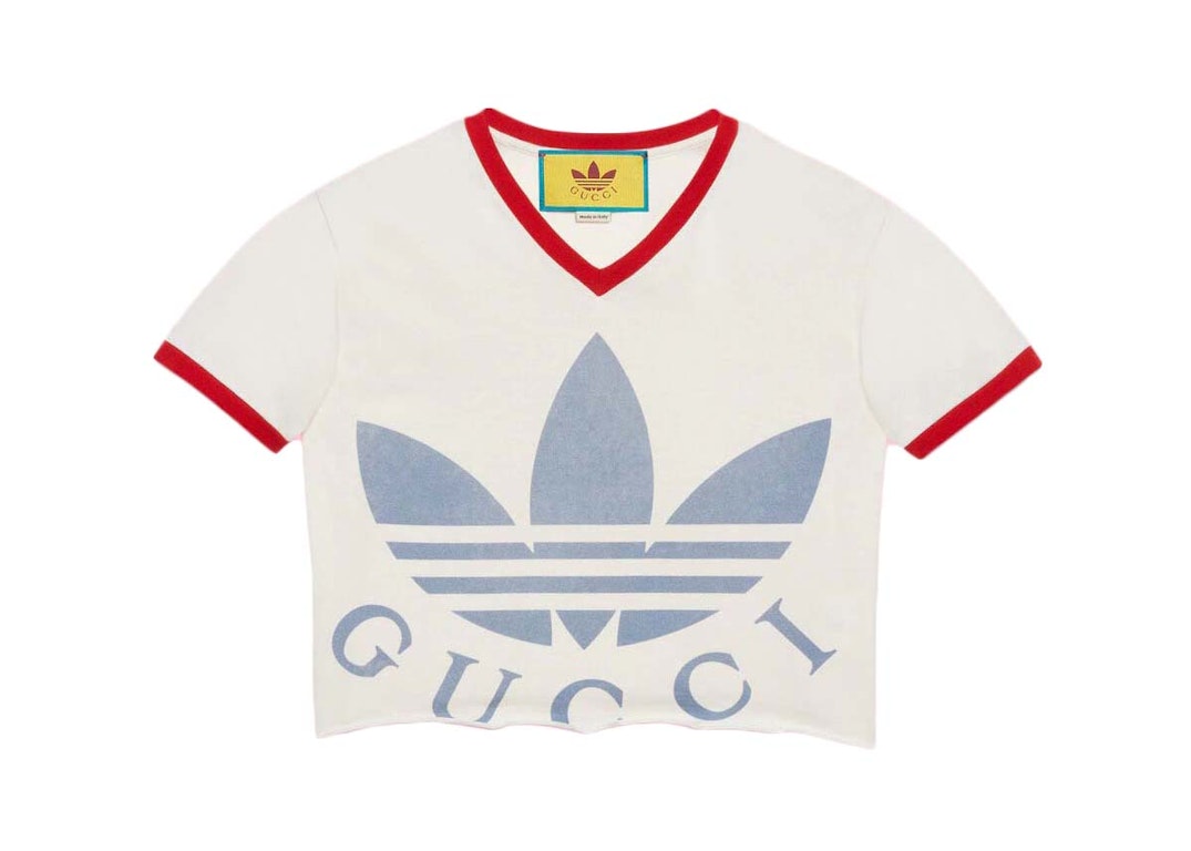 Pre-owned Gucci X Adidas Cropped T-shirt White