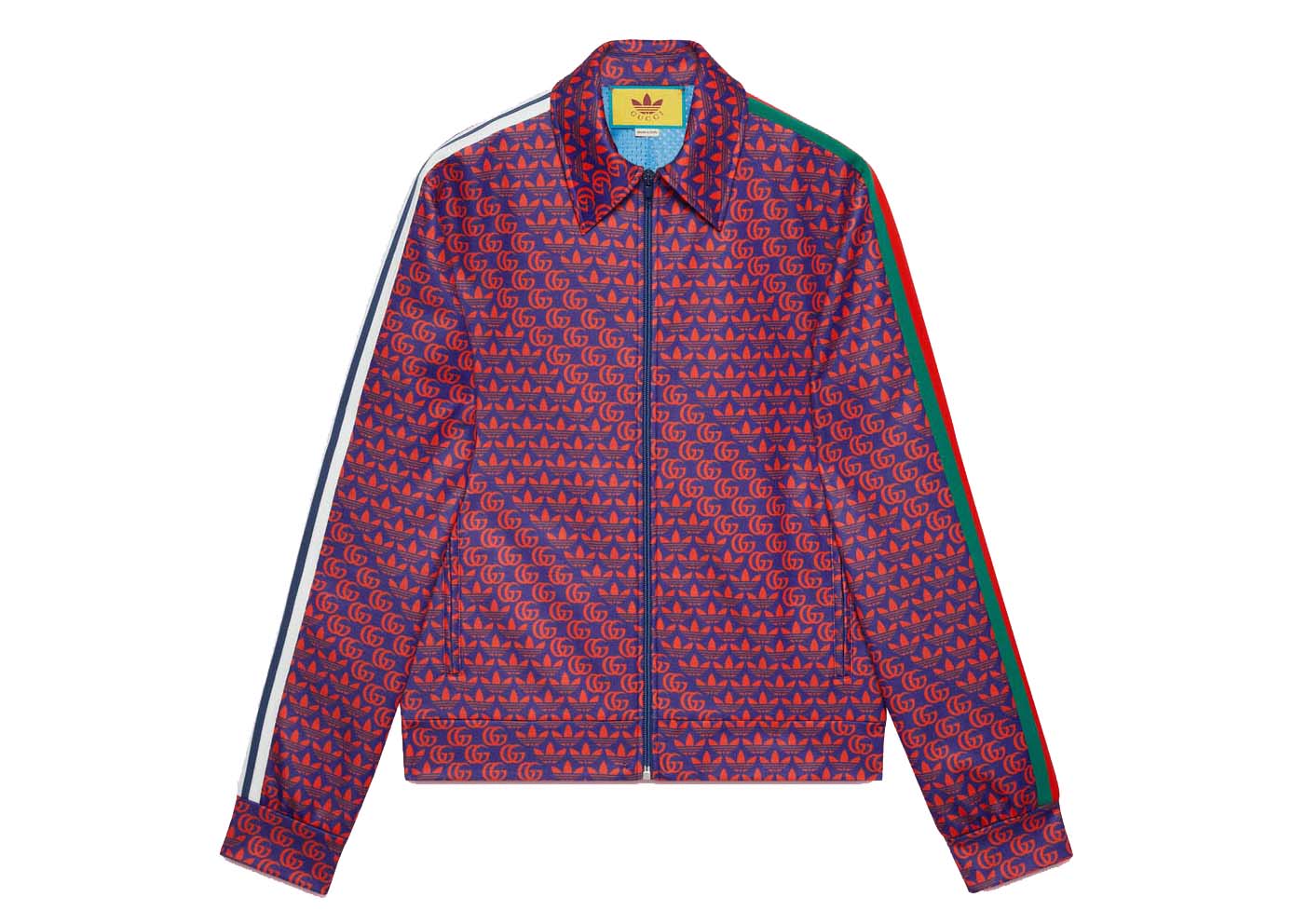 Gucci x adidas Double G and Trefoil Print Jacket Blue/Red Men's 