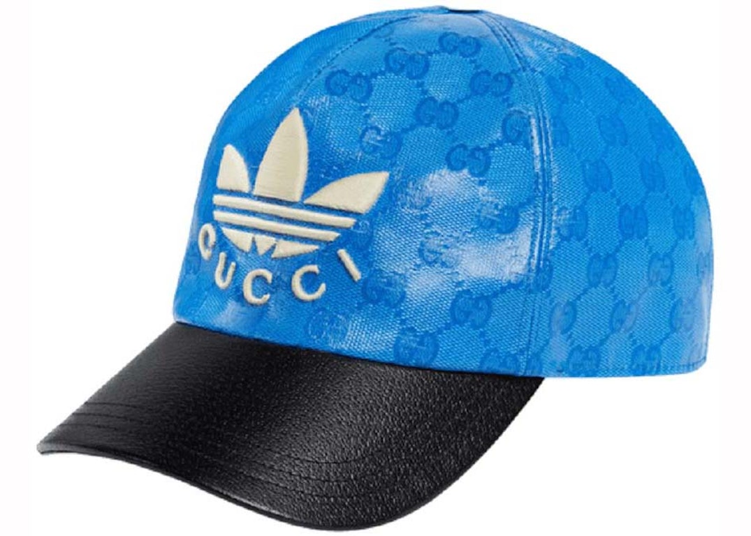 Pre-owned Gucci X Adidas Gg Allover Logo Cap Blue/black