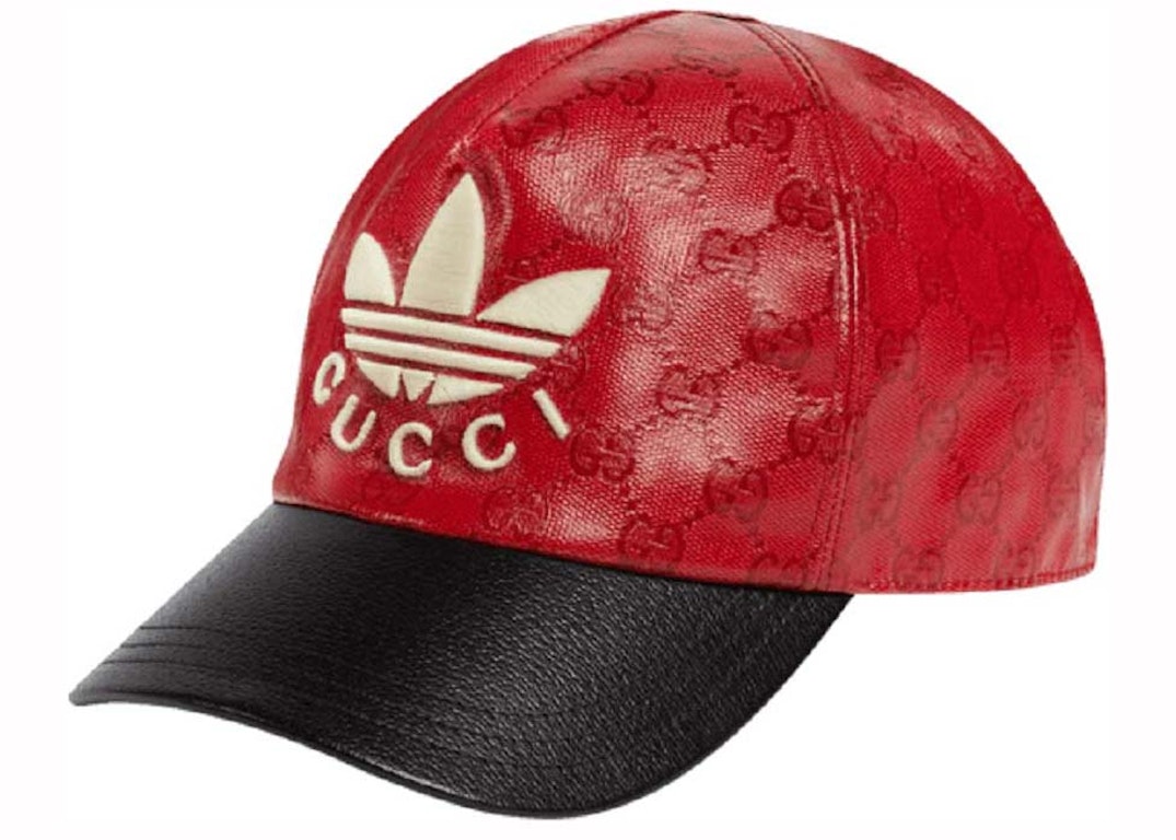 Pre-owned Gucci X Adidas Gg Allover Logo Cap Red/black