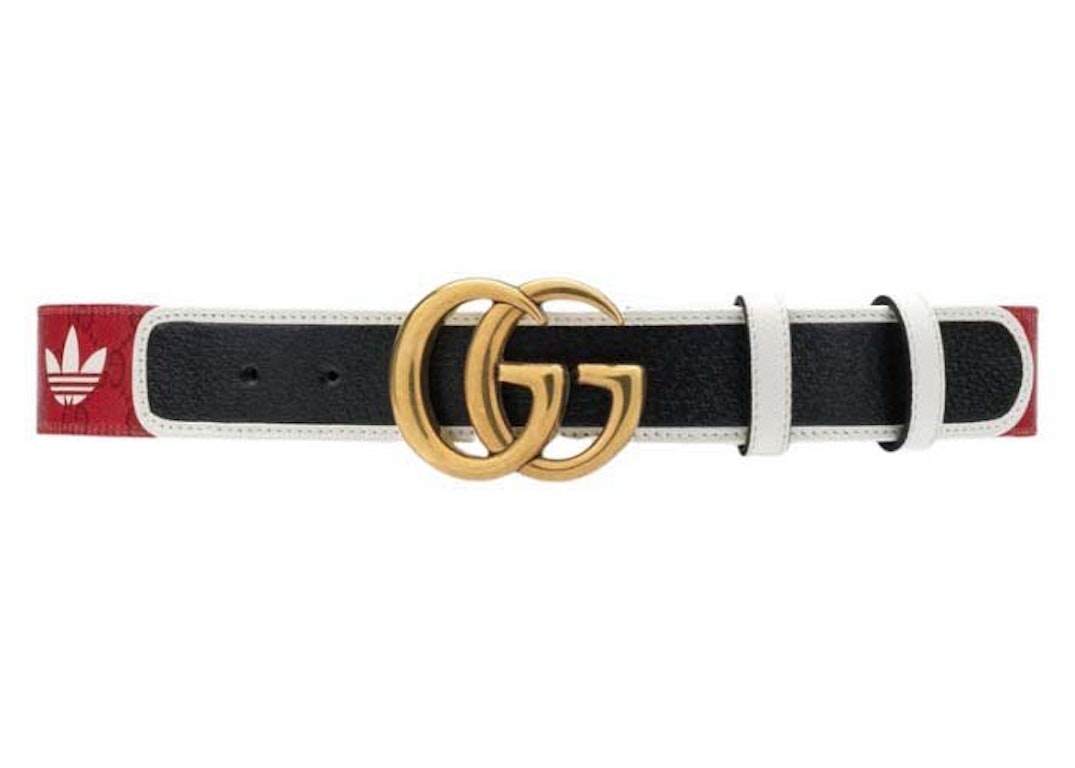 Pre-owned Gucci X Adidas Gg Canvas Belt Red/white/black