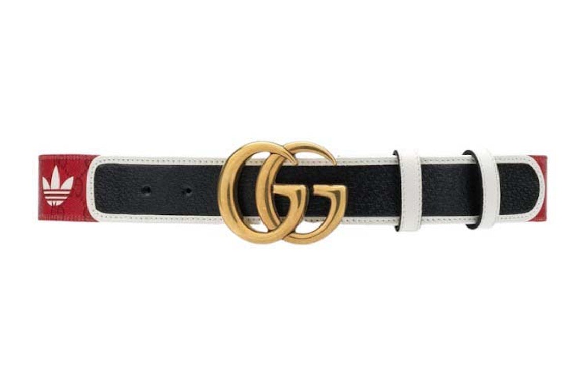 Pre-owned Gucci X Adidas Gg Canvas Belt Red/white/black
