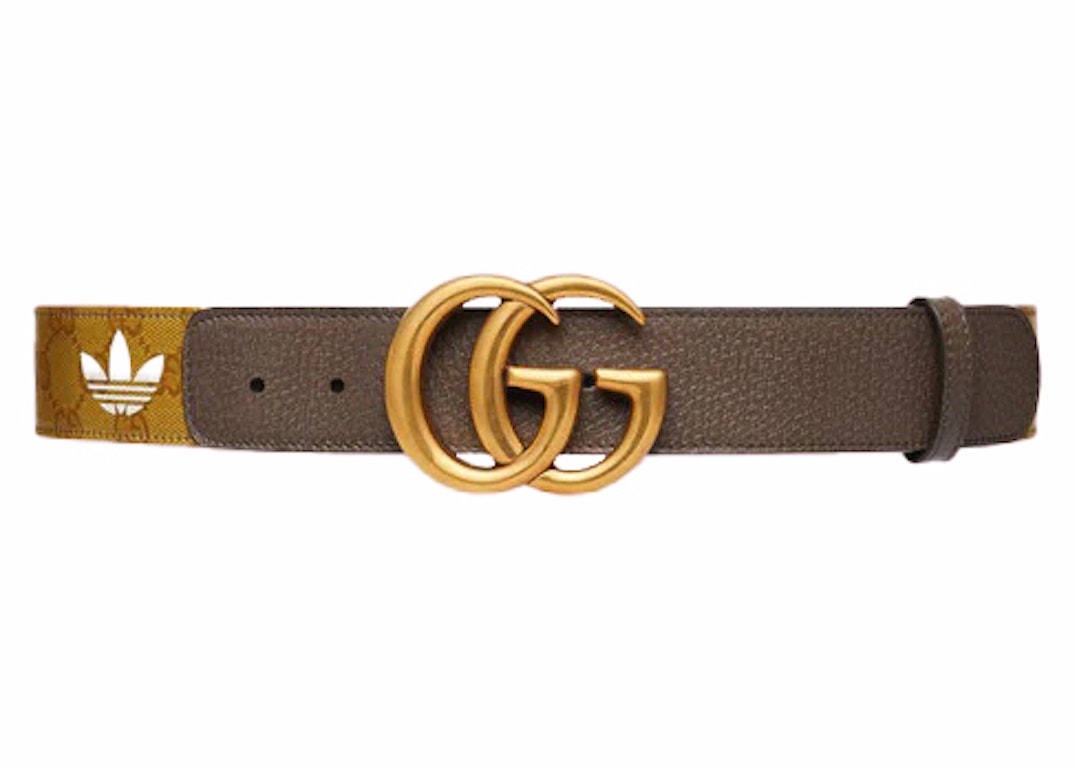 Pre-owned Gucci X Adidas Gg Marmont Belt Beige/brown
