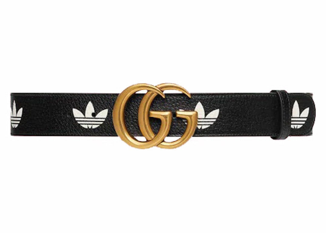 Pre-owned Gucci X Adidas Gg Marmont Belt Black/white