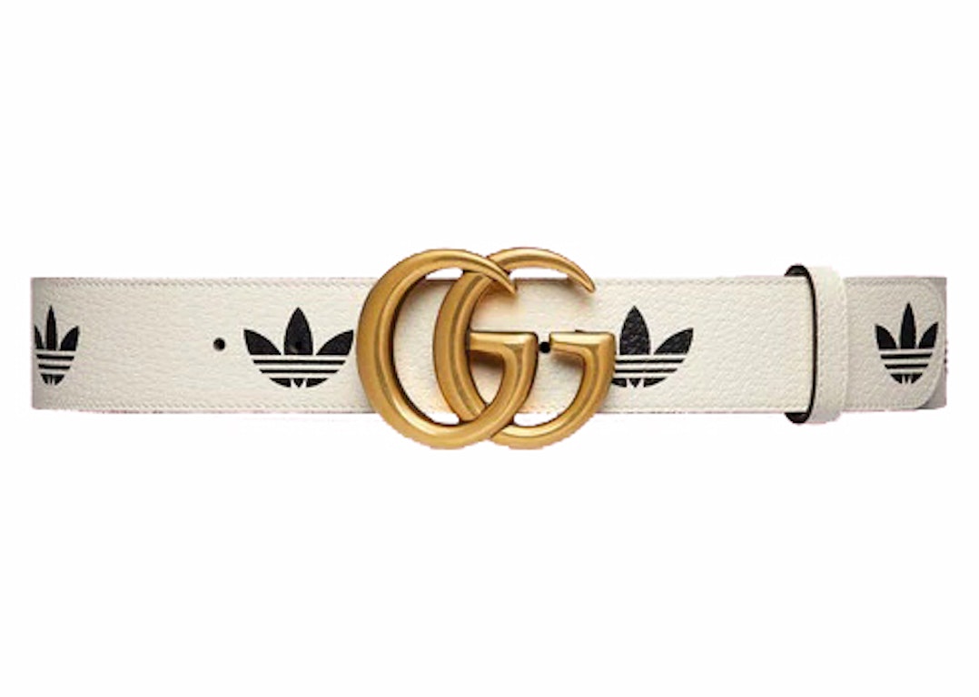 Pre-owned Gucci X Adidas Gg Marmont Belt White/black