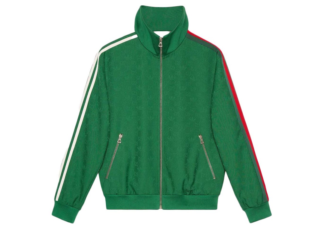 Pre-owned Gucci X Adidas Gg Trefoil Jacquard Jacket Green