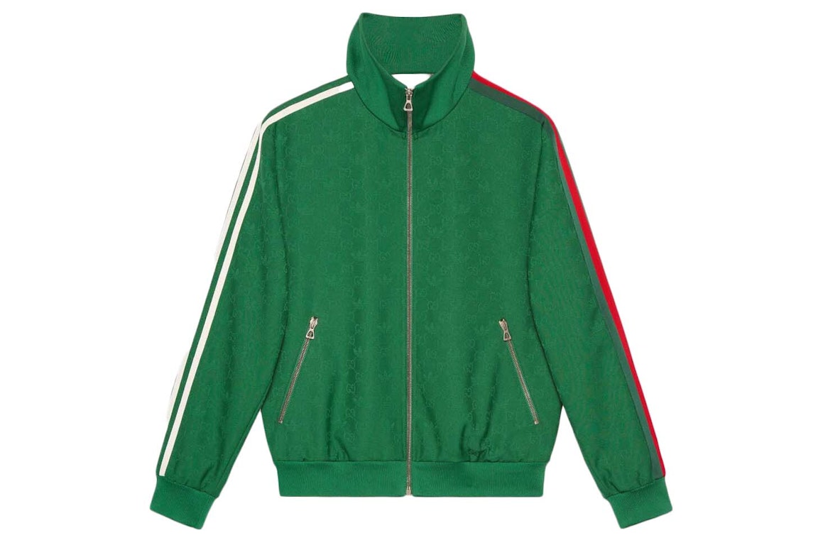 Pre-owned Gucci X Adidas Gg Trefoil Jacquard Jacket Green